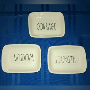 ✨ Rae Dunn ✨ Courage - Strength - Wisdom ✨ 3 Mini Trays SET